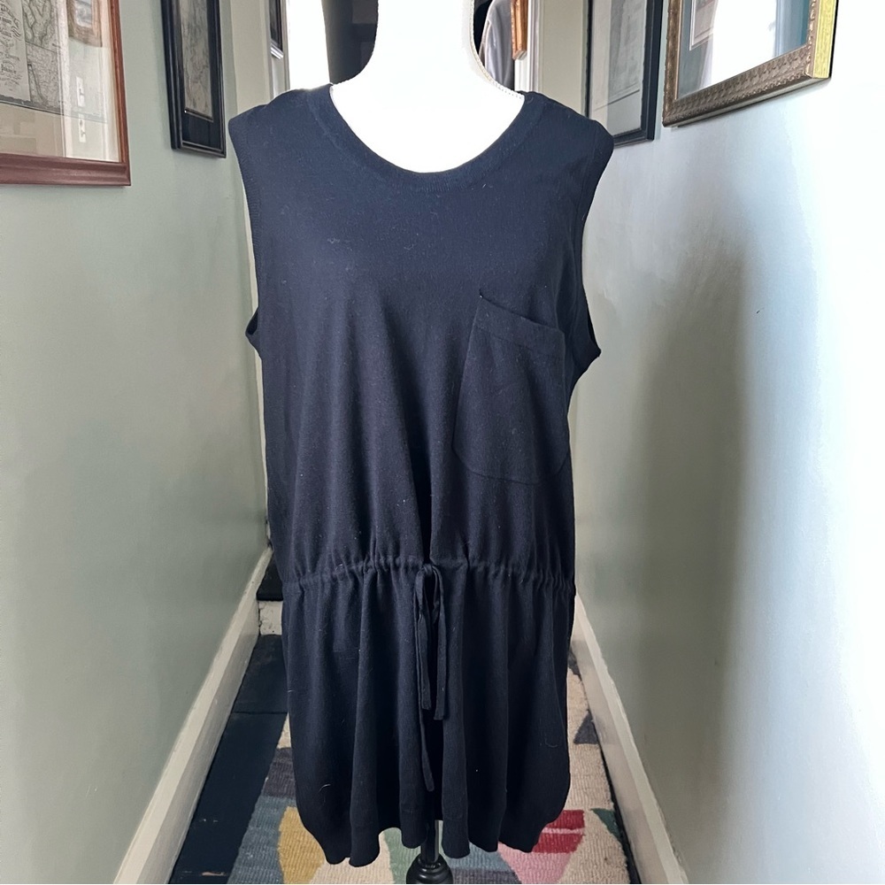 MM6 Maison Margiela Black Wool Silk Cashmere Knit Sleeveless Dress Drawstring S